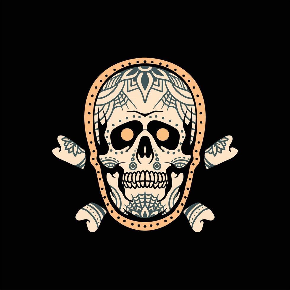 dark skull tattoo vector design