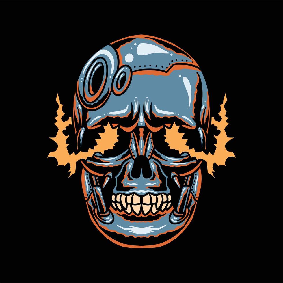 metalic skull tattoo vector design