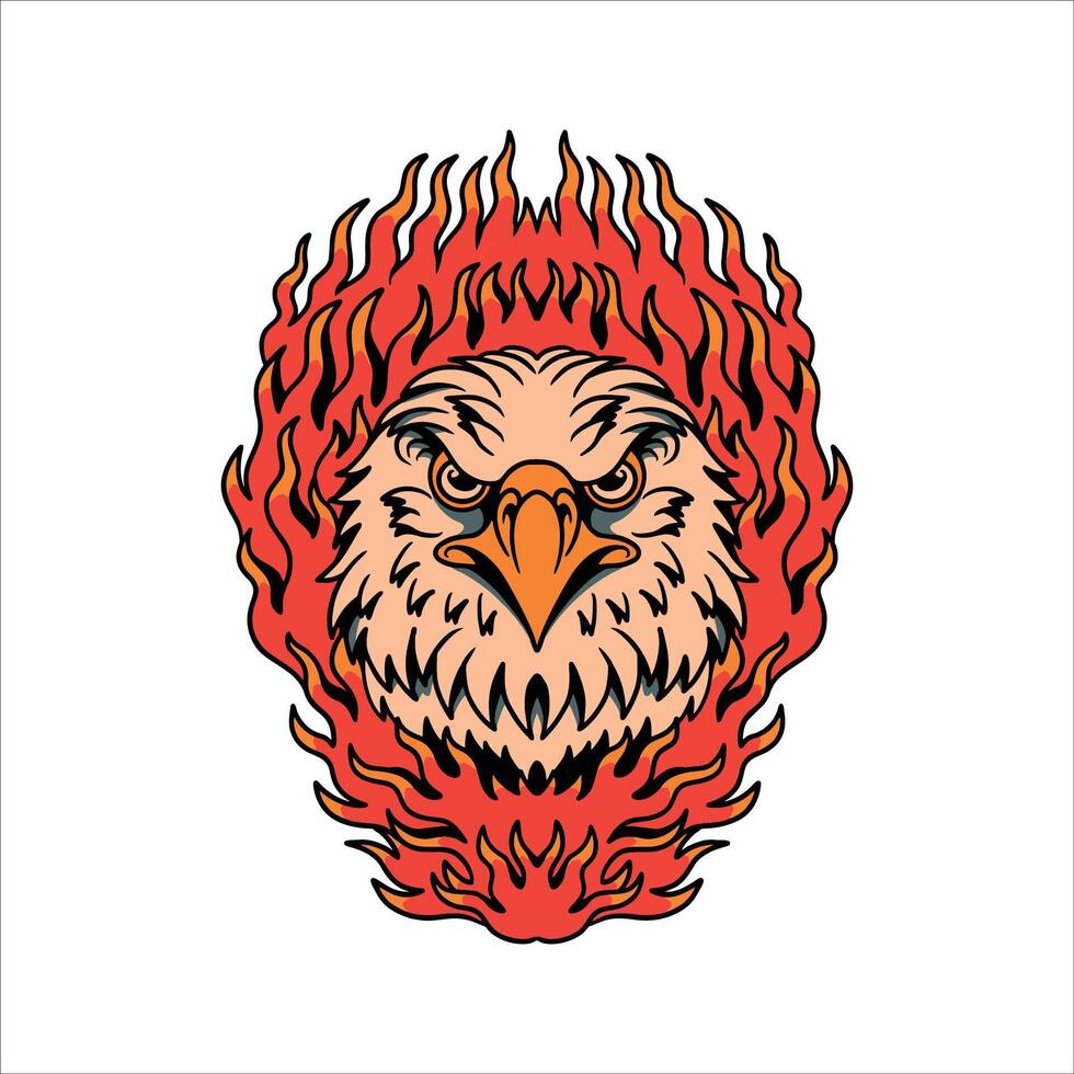 burning eagle tattoo vector design