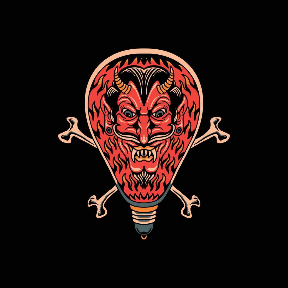 devil in the lamp tattoo vector design