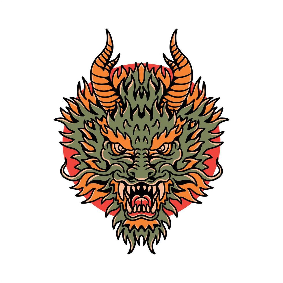 dragon face tattoo vector design