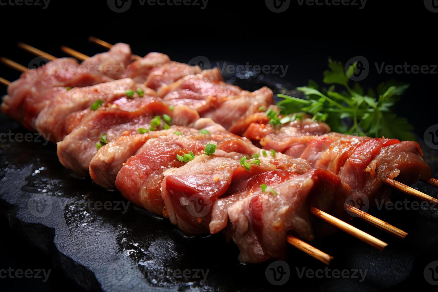 ai generado Cerdo brochetas crudo. generar ai foto