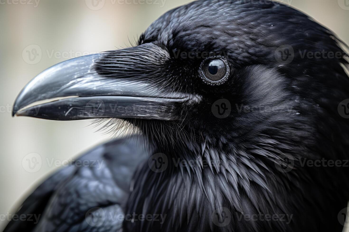AI generated Glossy Raven closeup corvus. Generate Ai photo