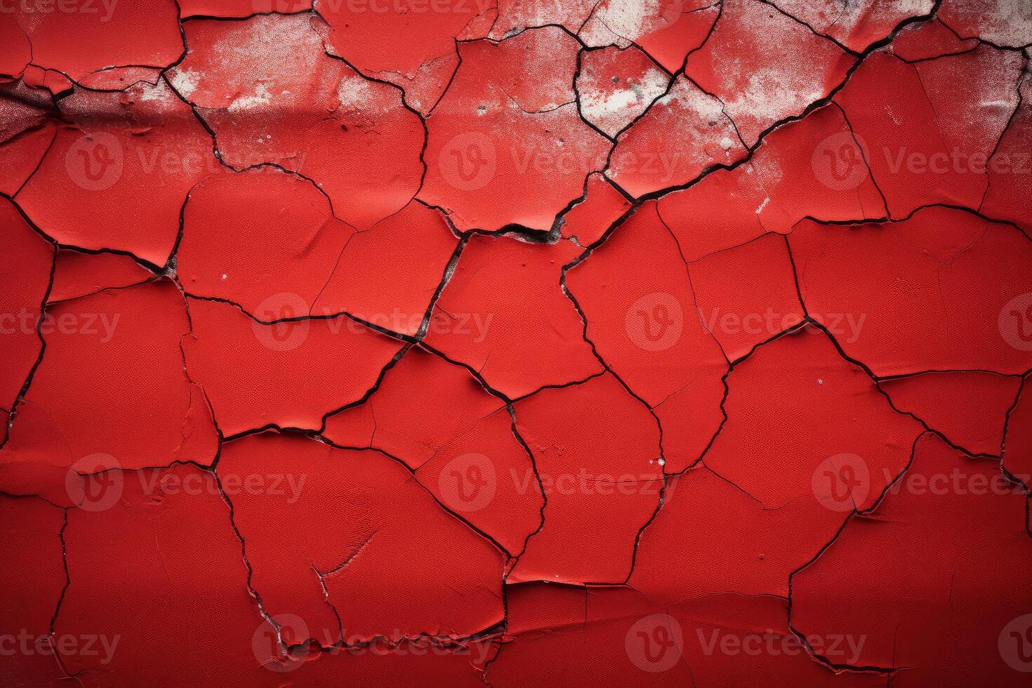 AI generated Gloomy Red cracked spooky wall. Generate Ai photo