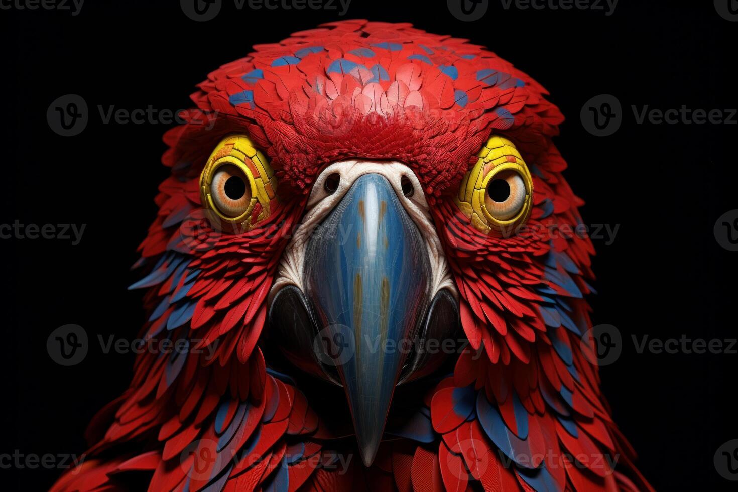 AI generated Colorful Red parrot head vivid. Generate Ai photo
