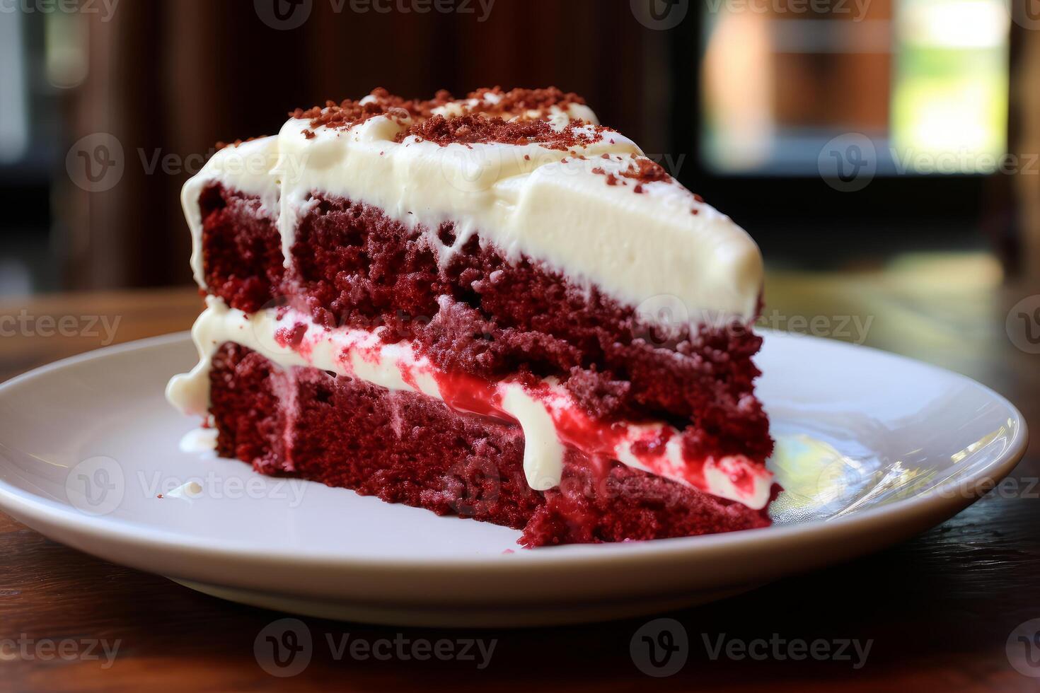 AI generated Decadent Red velvet cake. Generate ai photo