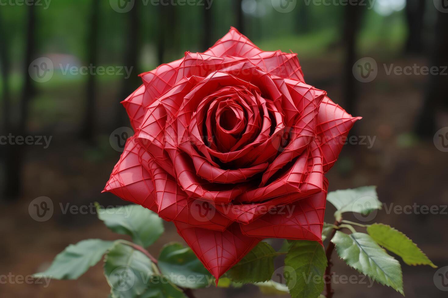 AI generated Intricate Red rose origami. Generate Ai photo
