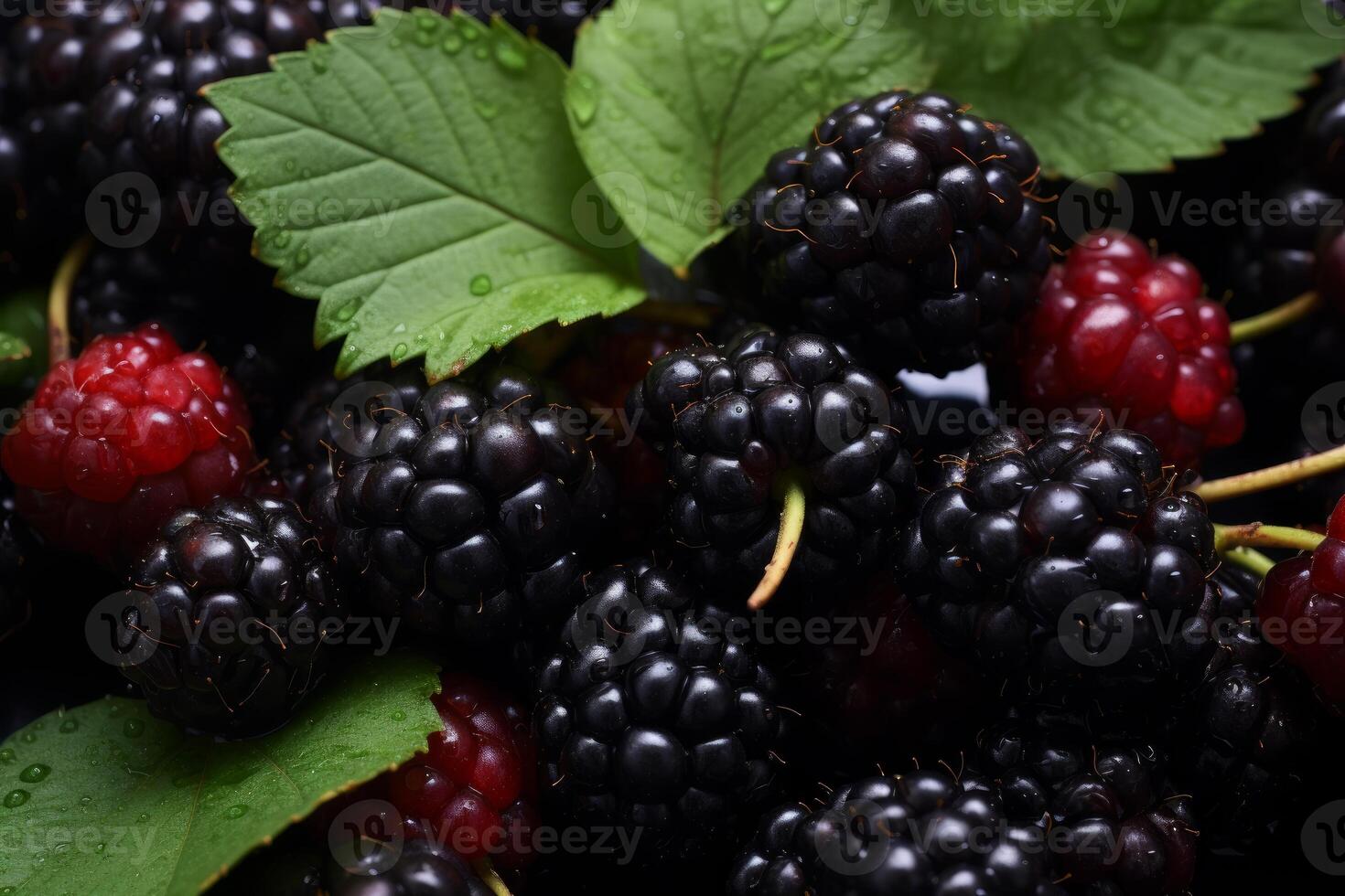 AI generated Juicy Ripe blackberries. Generate Ai photo