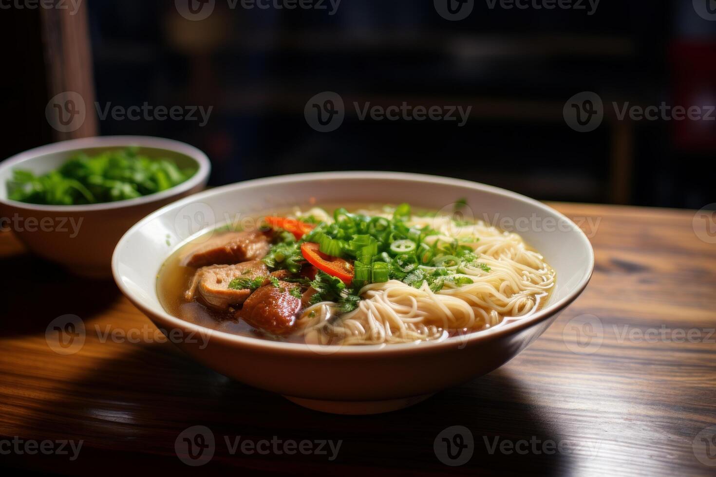AI generated Hearty Rice noodle soup. Generate Ai photo