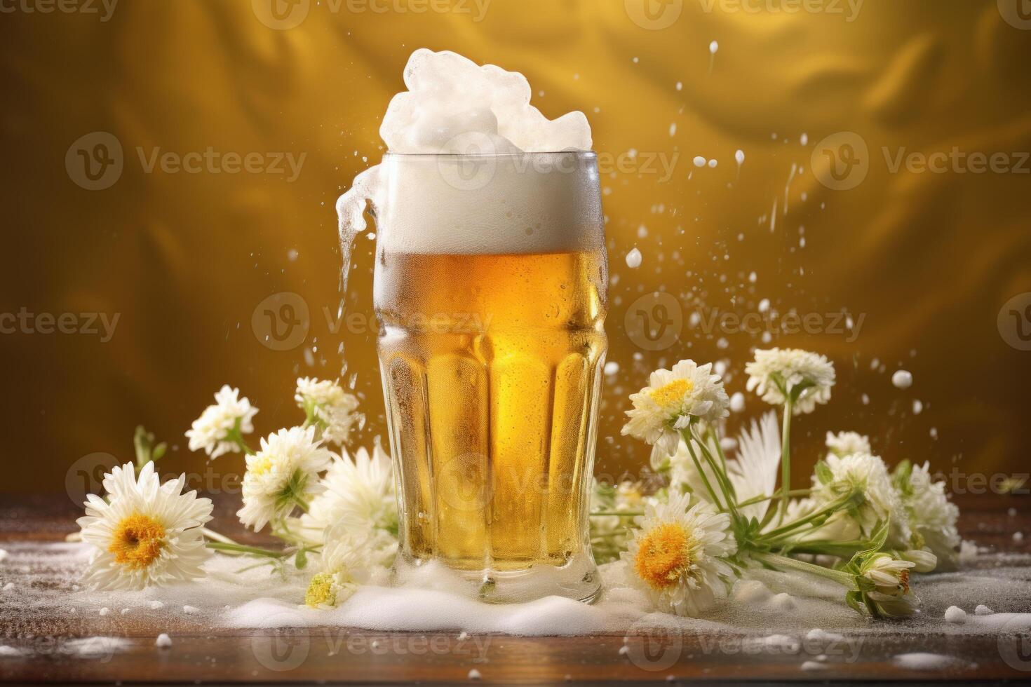 AI generated Bubbly Mug of beer with foam. Generate Ai photo