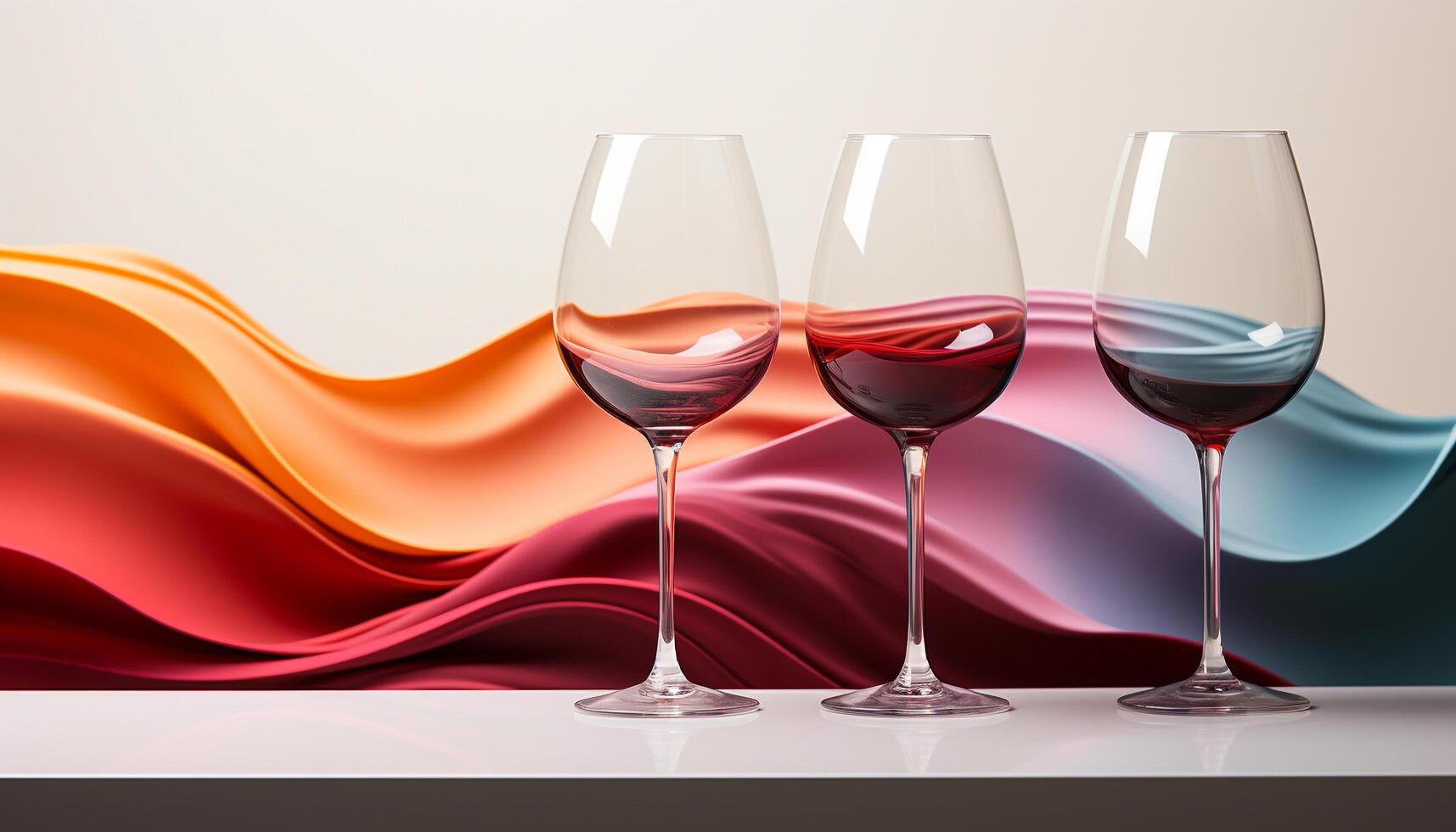 AI generated Luxury celebration wine, drink, elegance, transparent, red wine, backdrop, bottle, wedding generated by AI photo