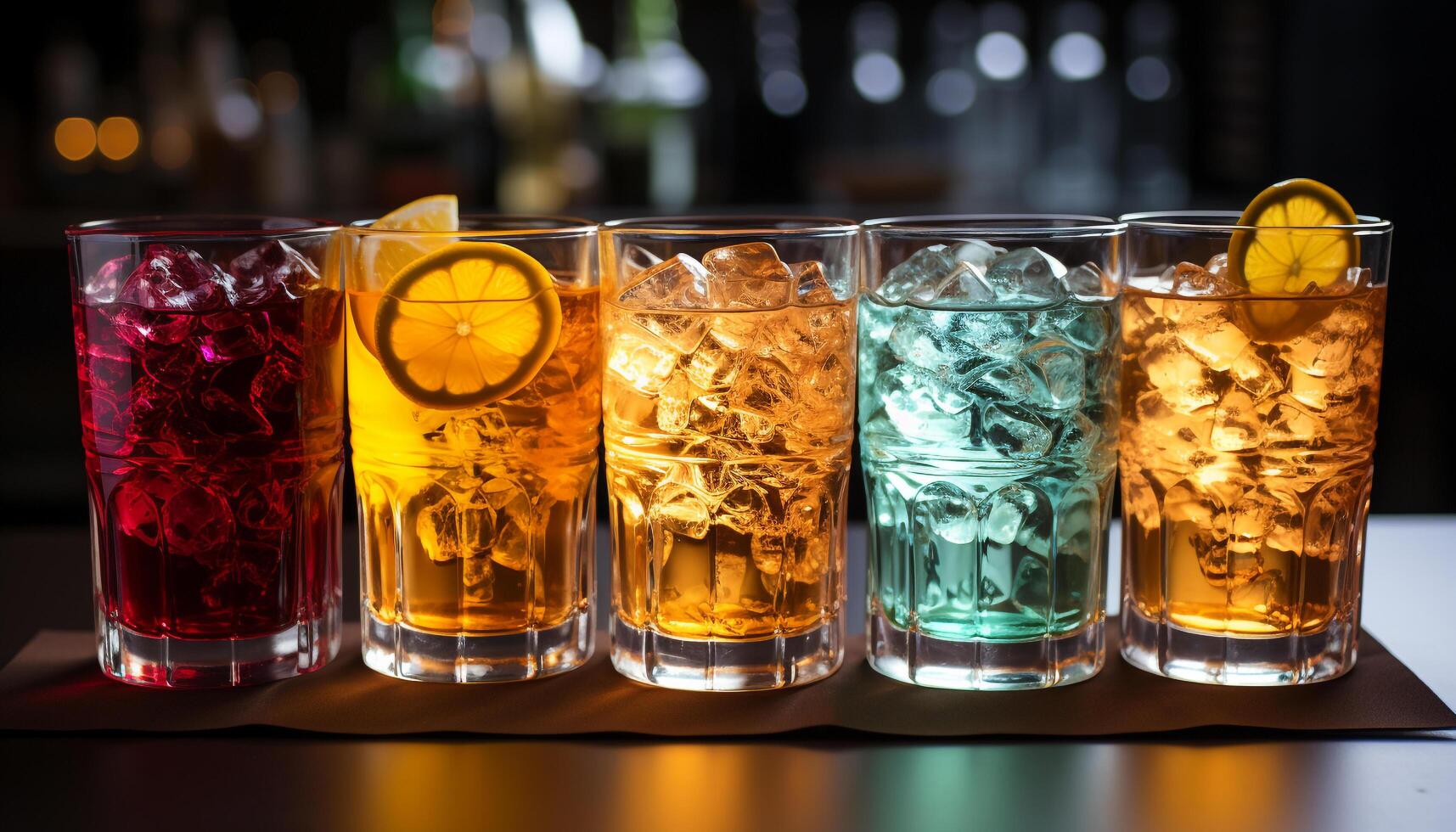 AI generated Refreshing cocktail with lemon and lime, perfect for summer nights generated by AI photo