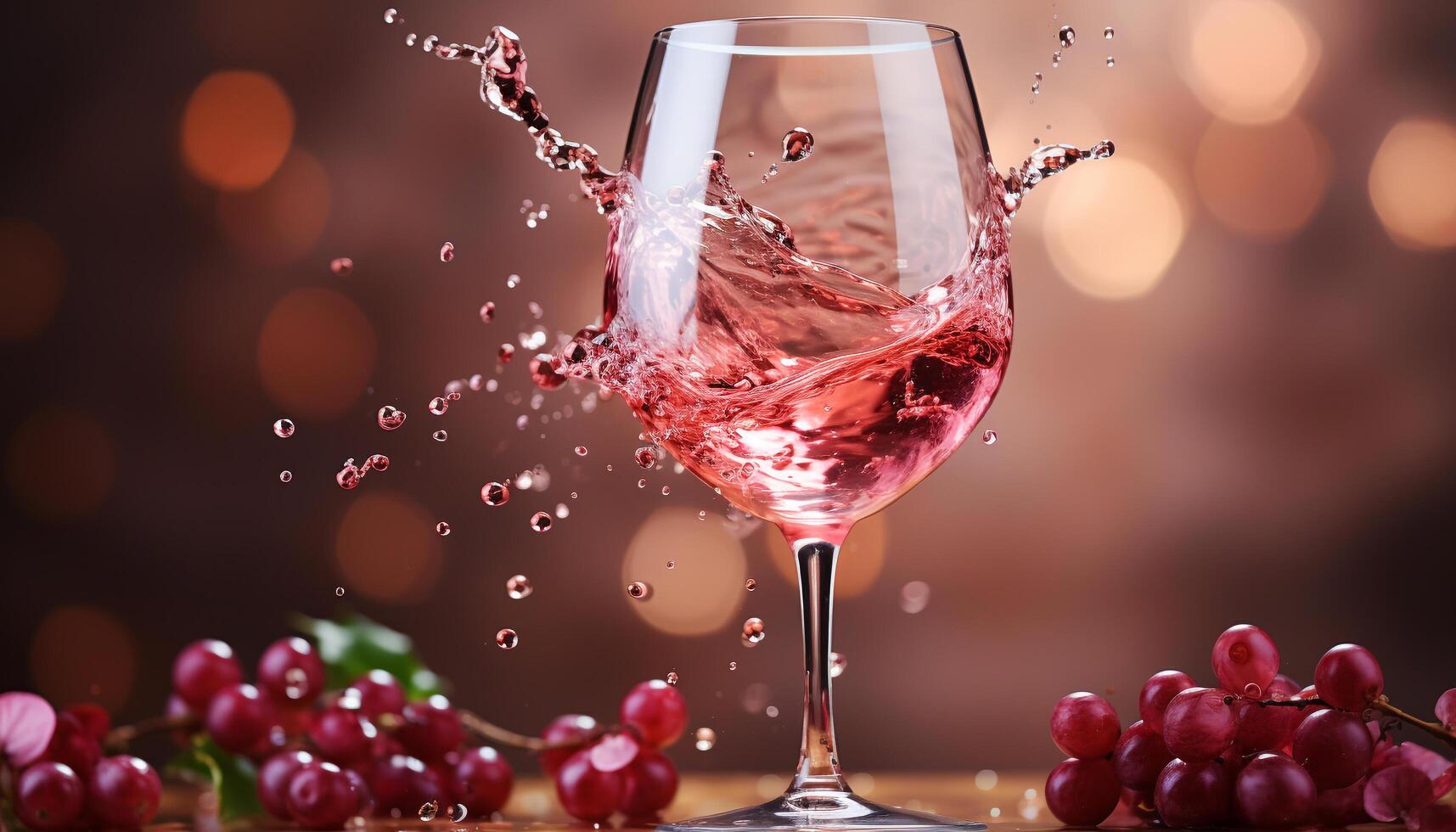 AI generated A glass of red wine pouring on a celebration table generated by AI photo