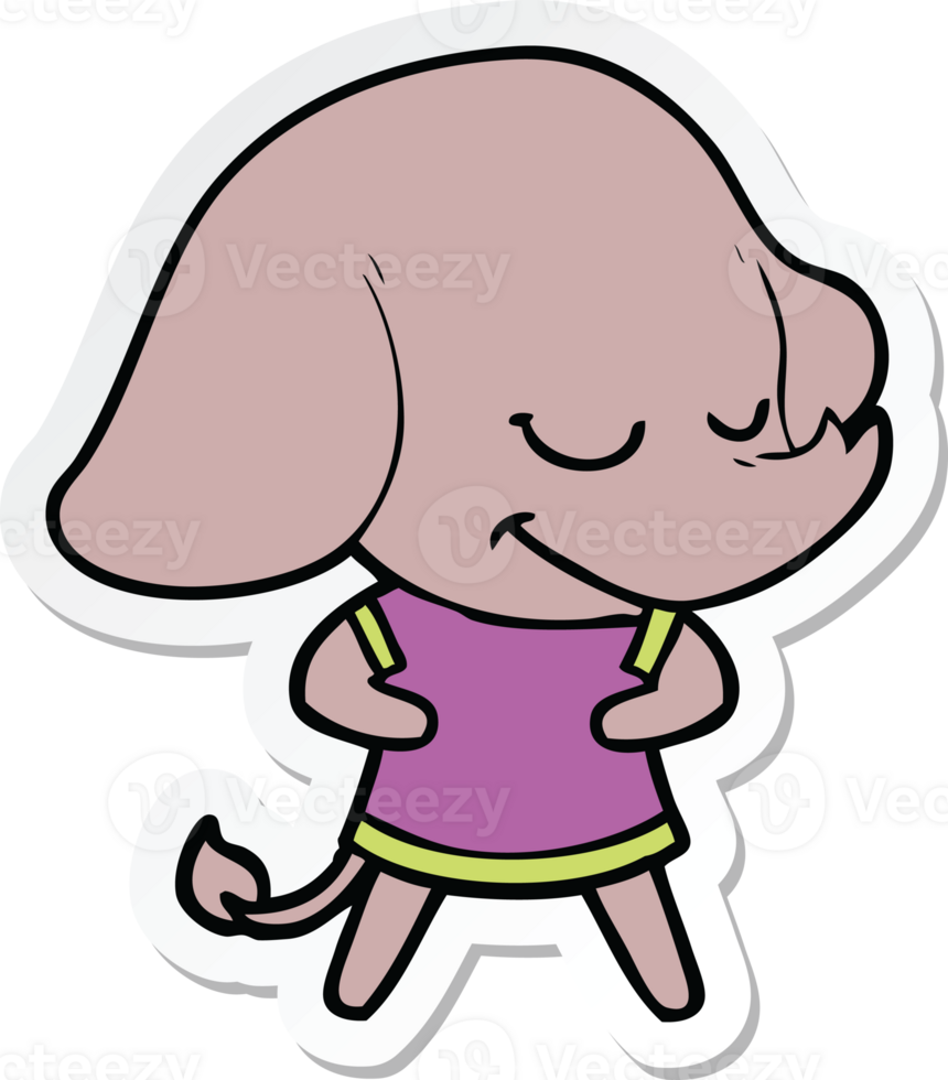 sticker of a cartoon smiling elephant png