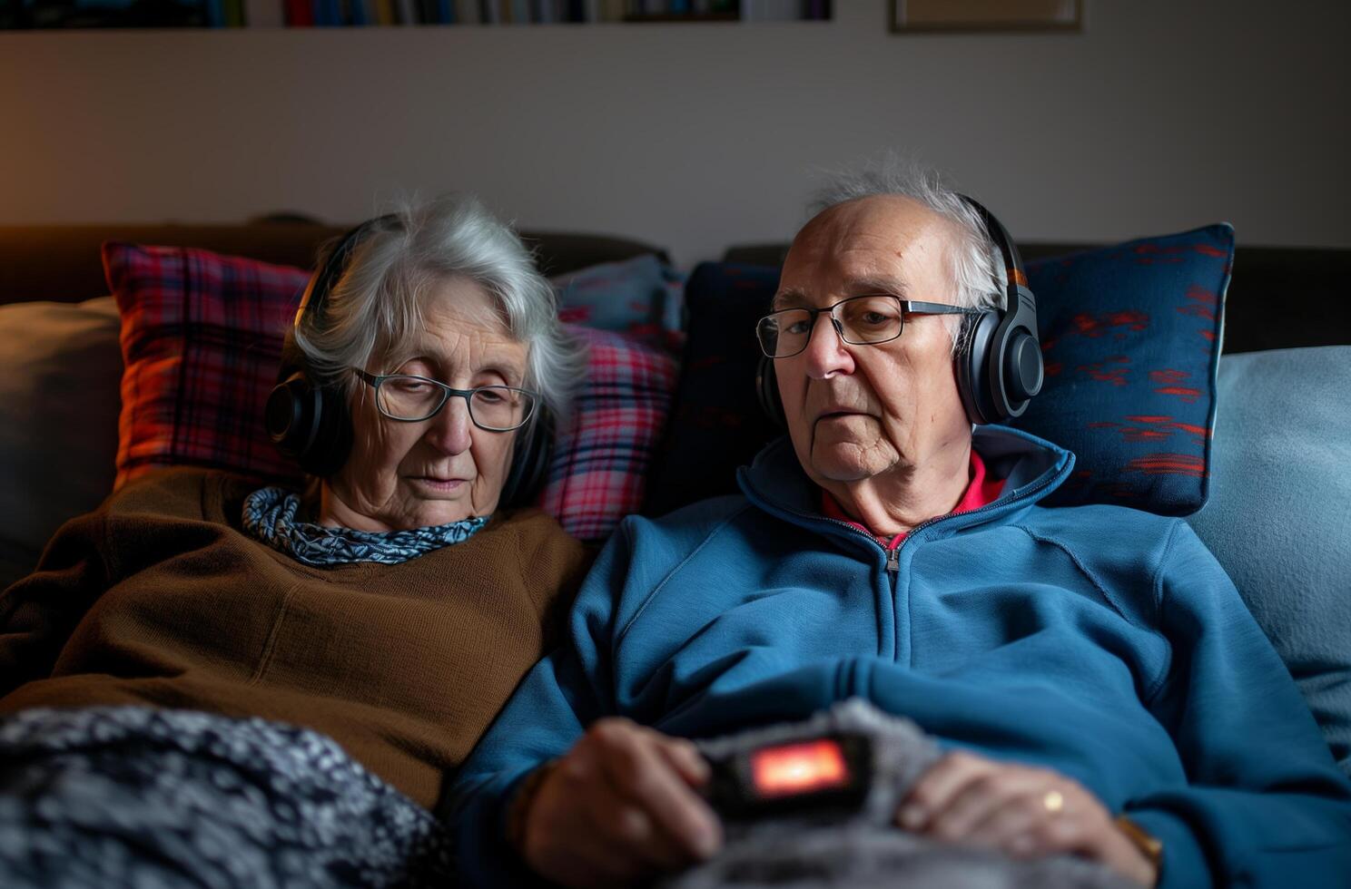 ai generado personas mayores disfrutando música juntos foto