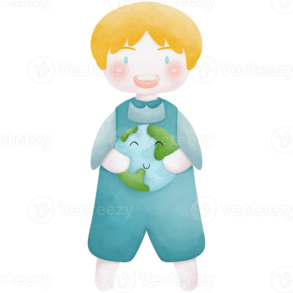 Earth day watercolor elements so cute png