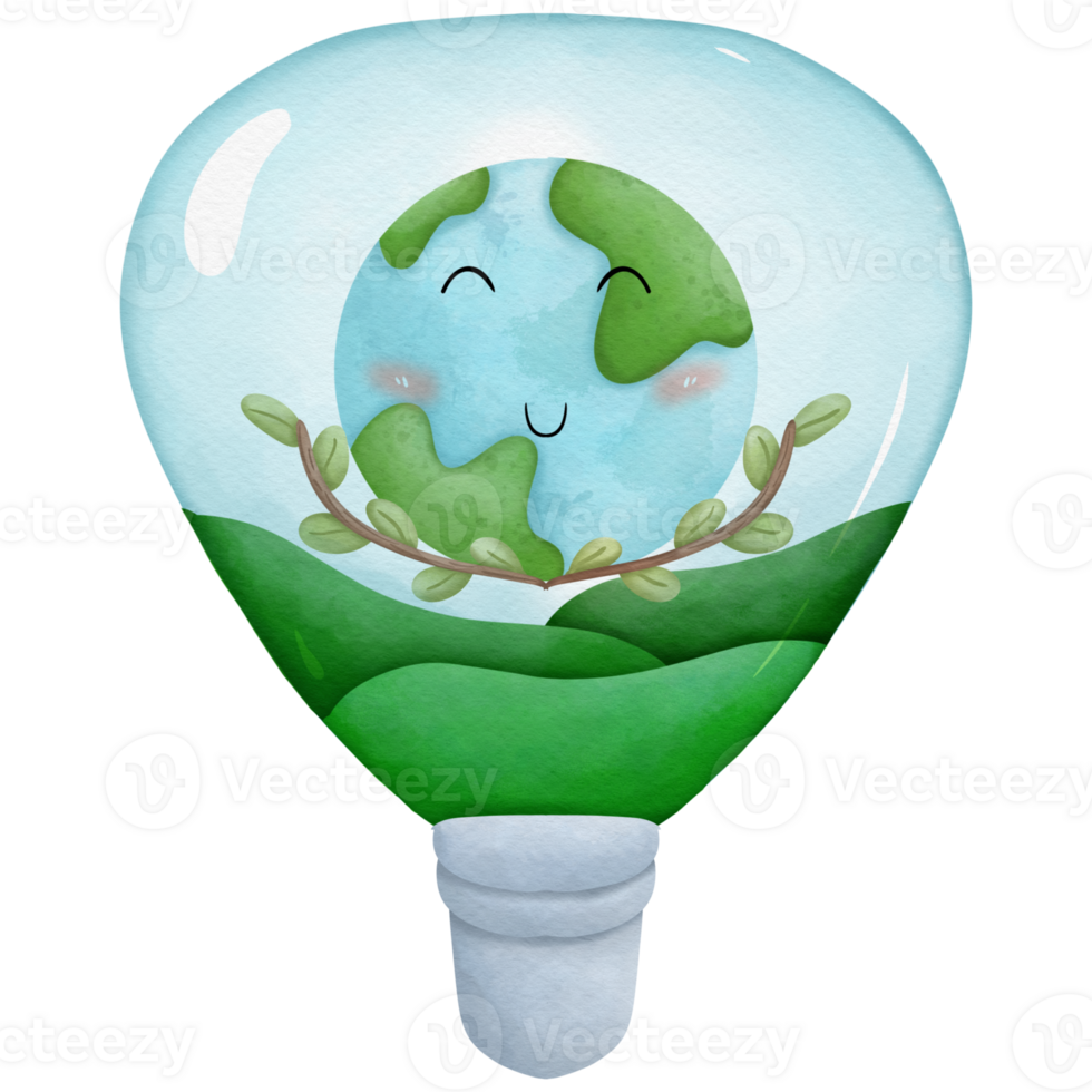 Earth day watercolor elements so cute png