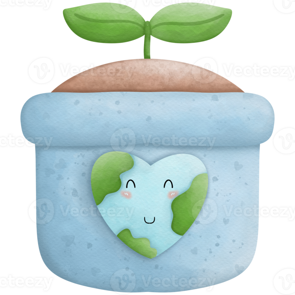 Earth day watercolor elements so cute png