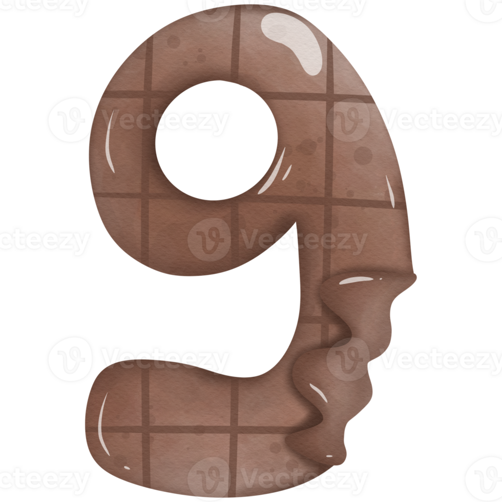 Numbers chocolate watercolor so cute png