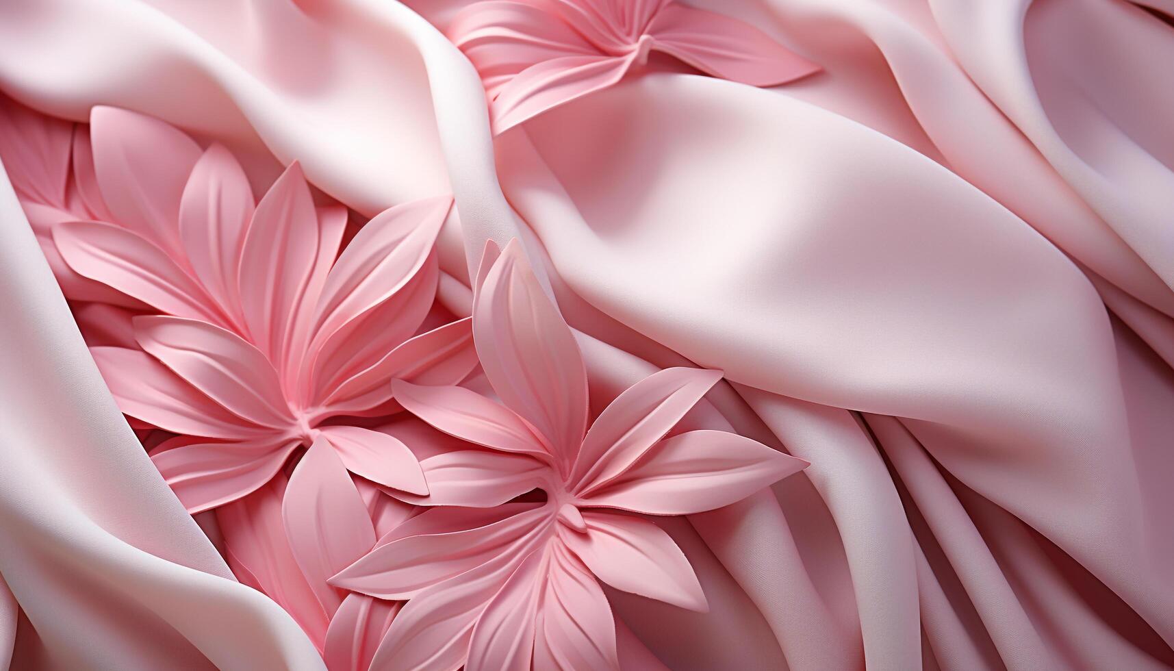 AI generated Abstract floral pattern in pink silk, a gift of elegance generated by AI photo