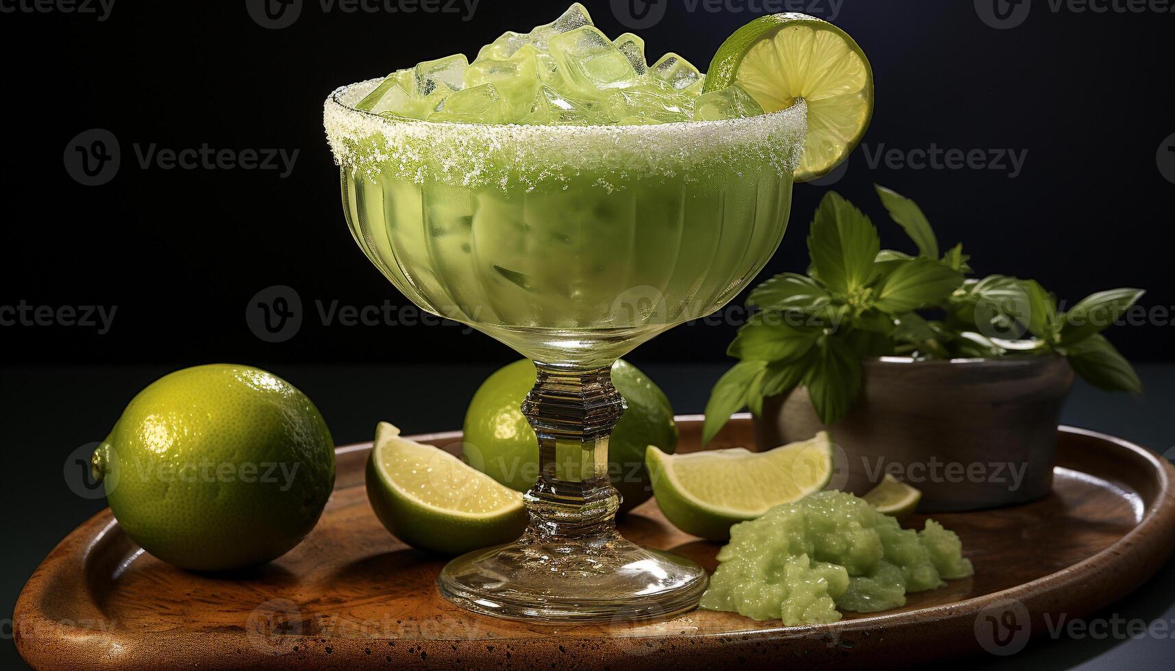 AI generated Fresh lime mojito, a sweet and sour summer cocktail generated by AI photo