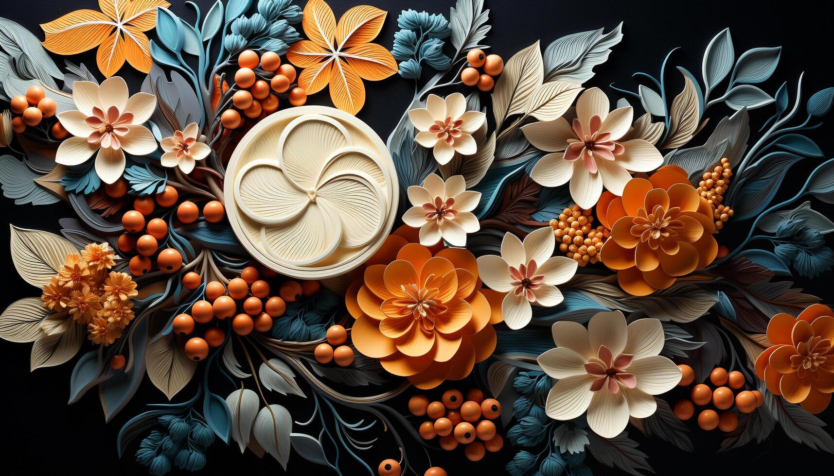 AI generated Floral backdrop symbolizes nature elegance in modern computer graphics generated by AI photo