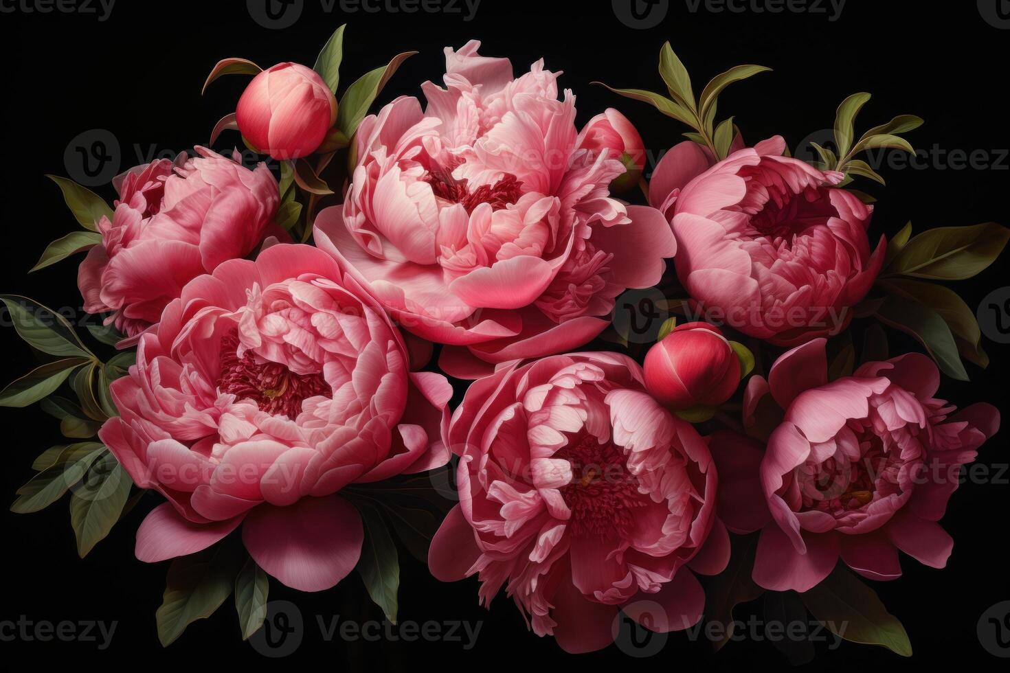 AI generated Delicate Rose wine peonies. Generate AI photo