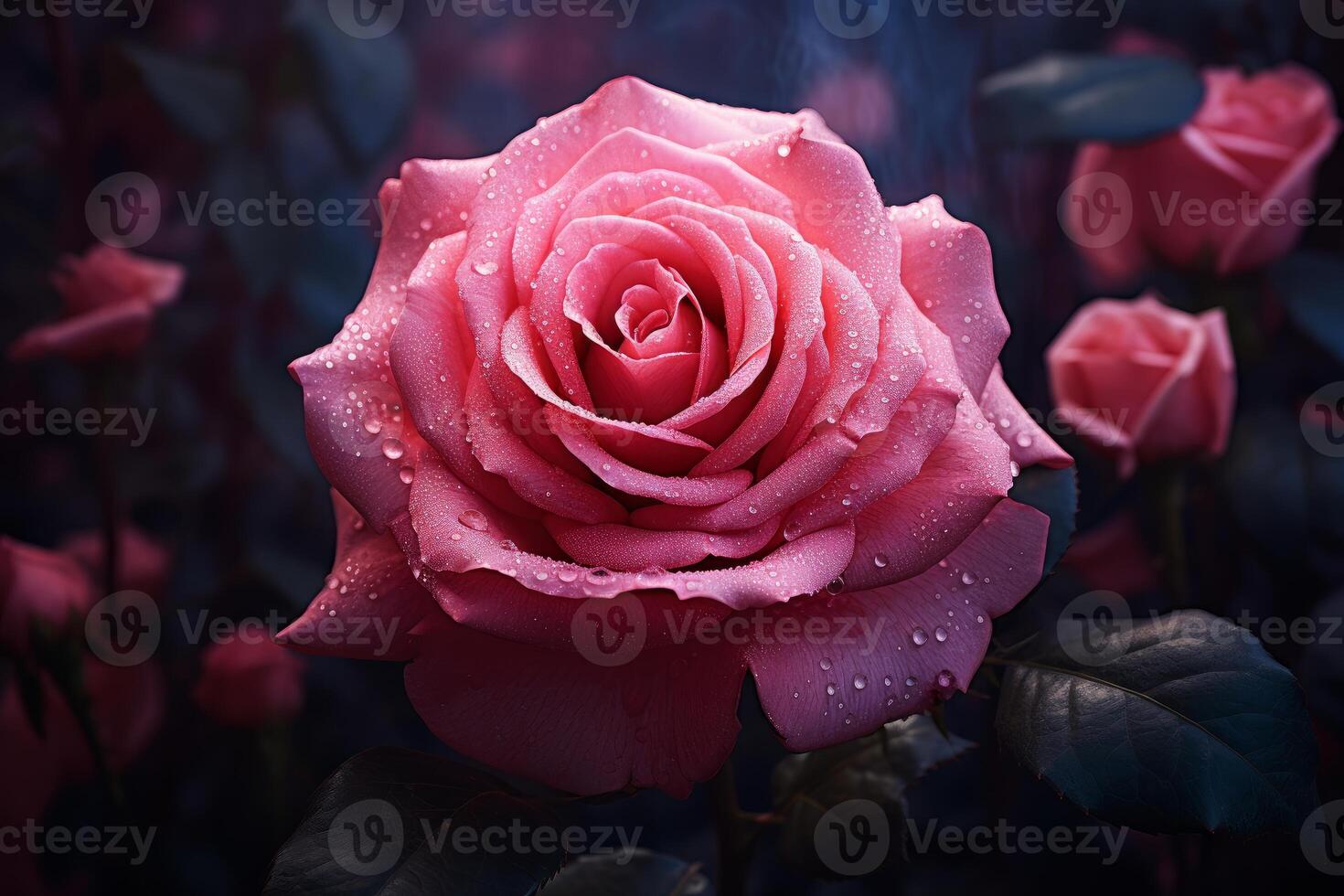 AI generated Elegant Rose pink drops. Generate Ai photo