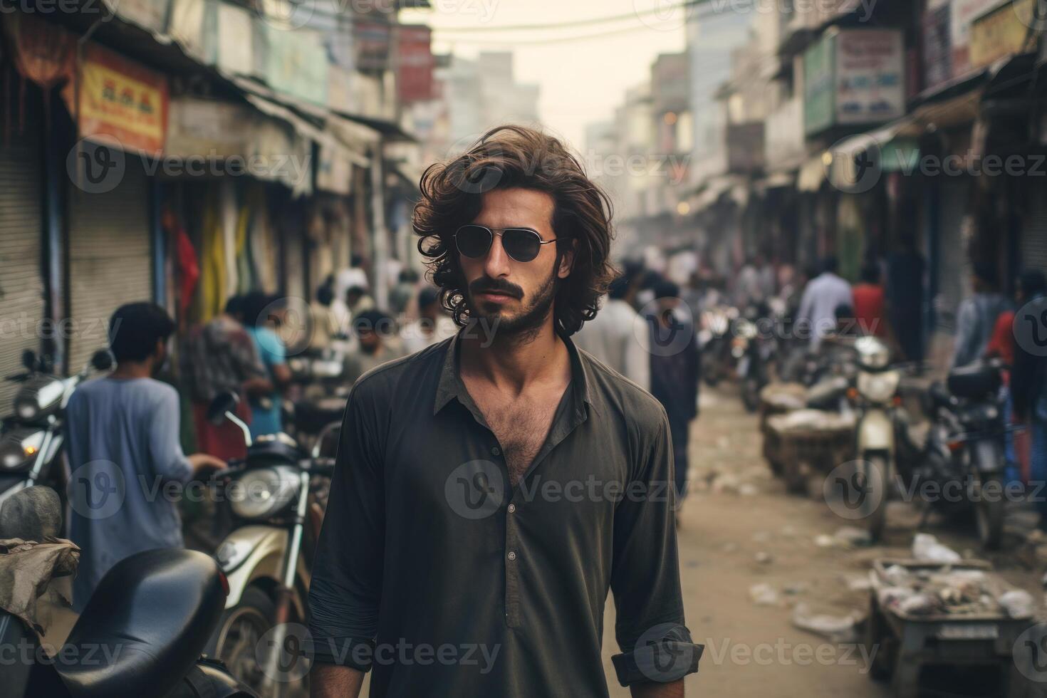 AI generated Refined Pakistani guy suit. Generate Ai photo