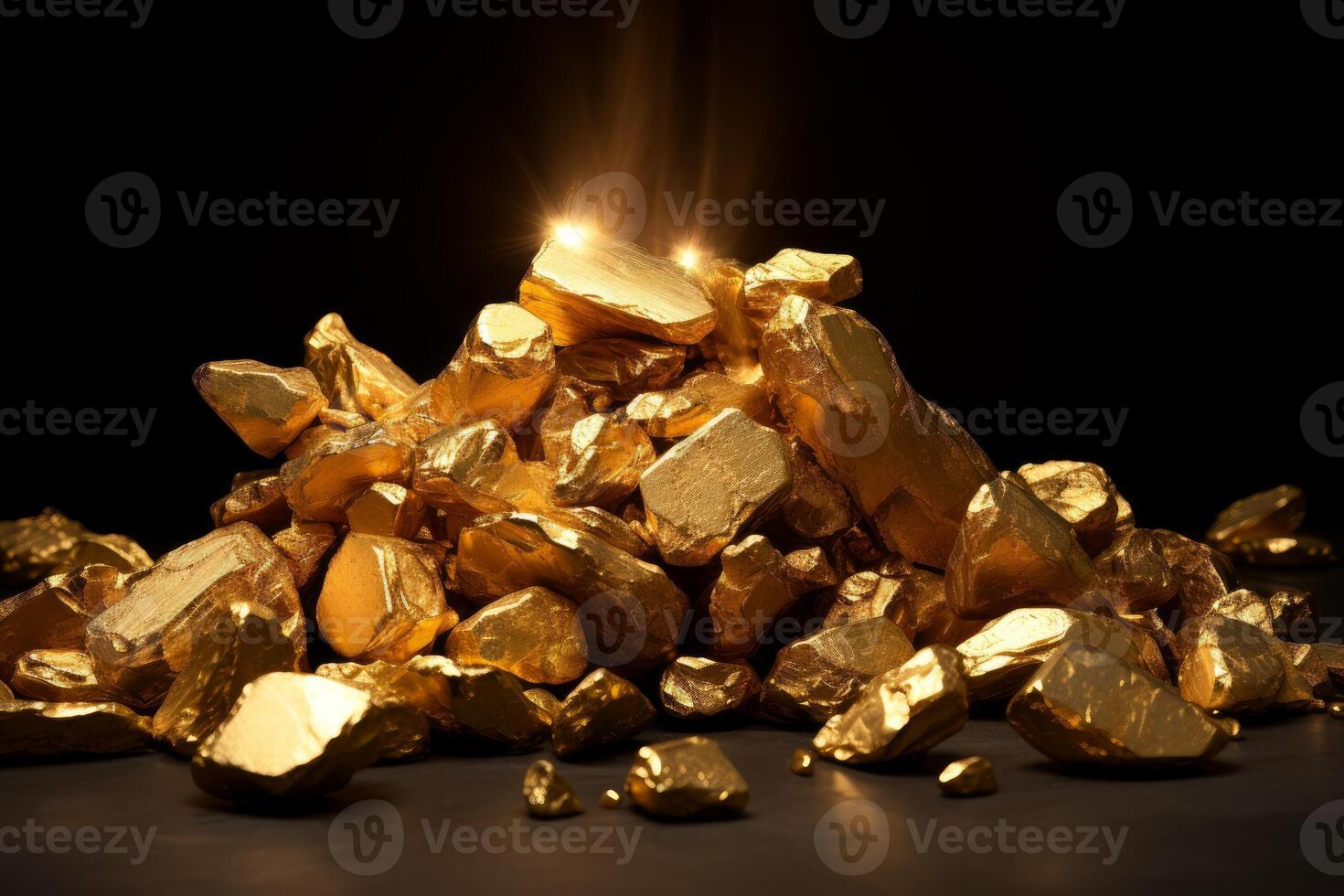 AI generated Sparkling Pile of gold nuggets. Generate ai photo