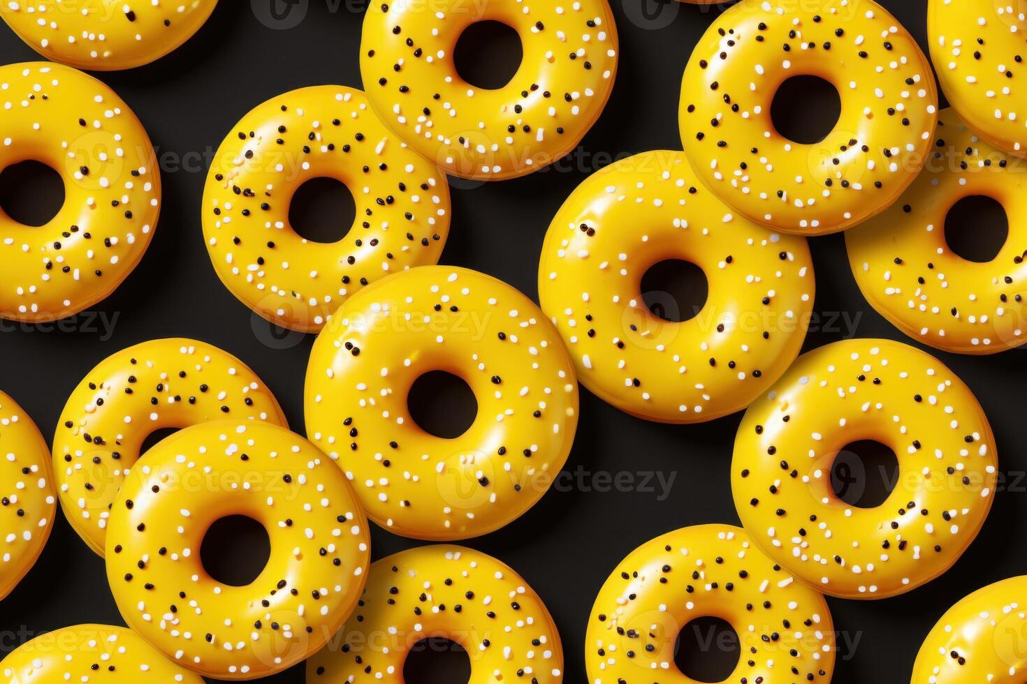 AI generated Yellow donut pattern food. Generate Ai photo