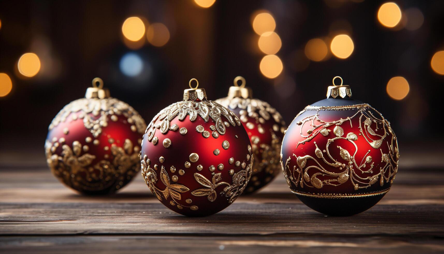 AI generated Bright, glowing Christmas ornament decorates dark winter background generated by AI photo