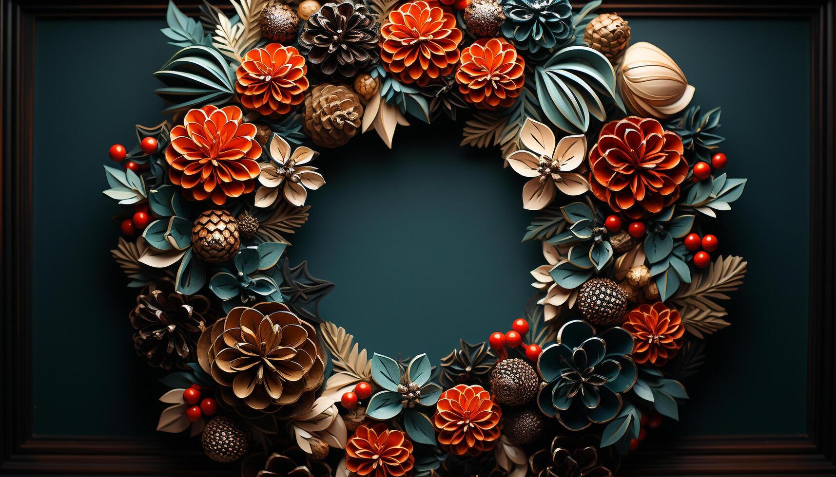 AI generated Floral wreath frames nature elegance in a romantic celebration generated by AI photo