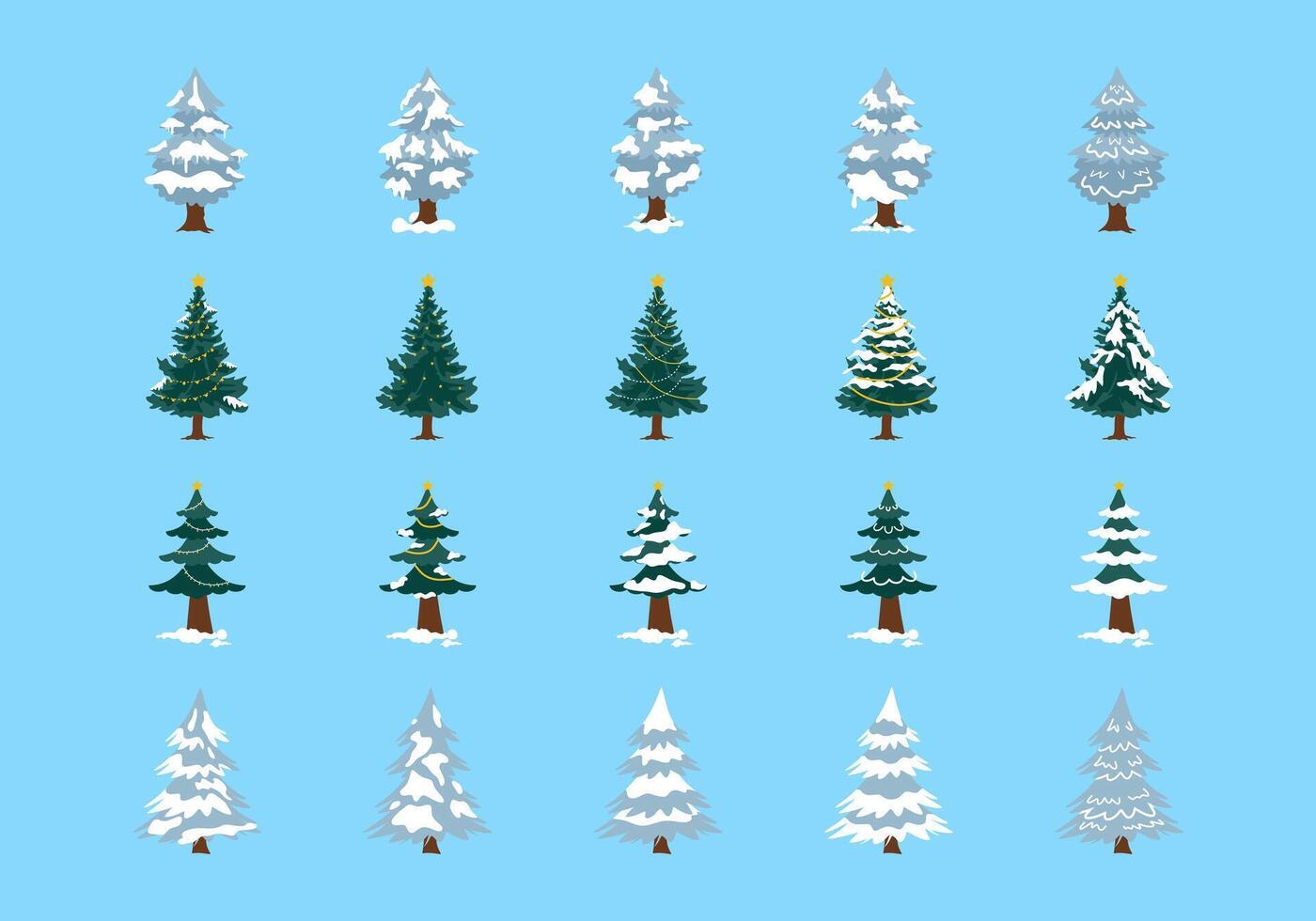 Winter Tree Illustration Element Set vector