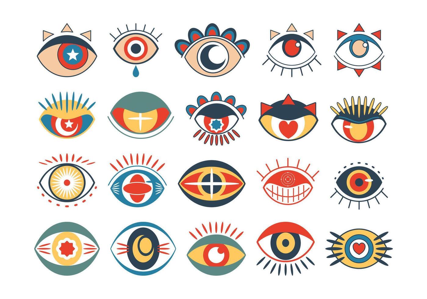 Retro Eye Illustration Element Set vector