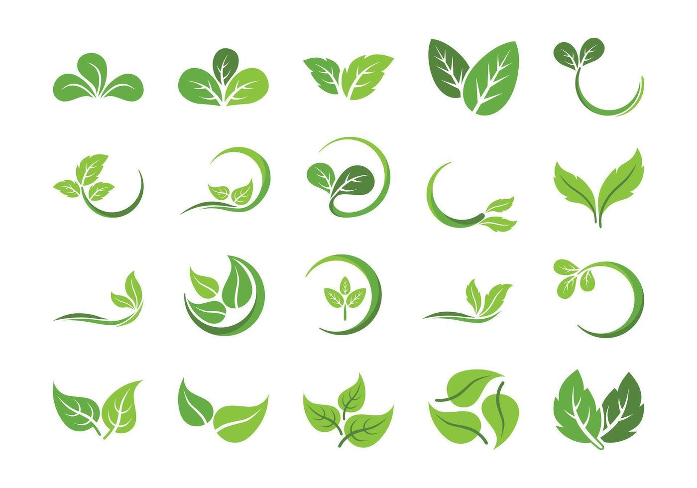 Nature Leaf Logo Icon Element Set vector