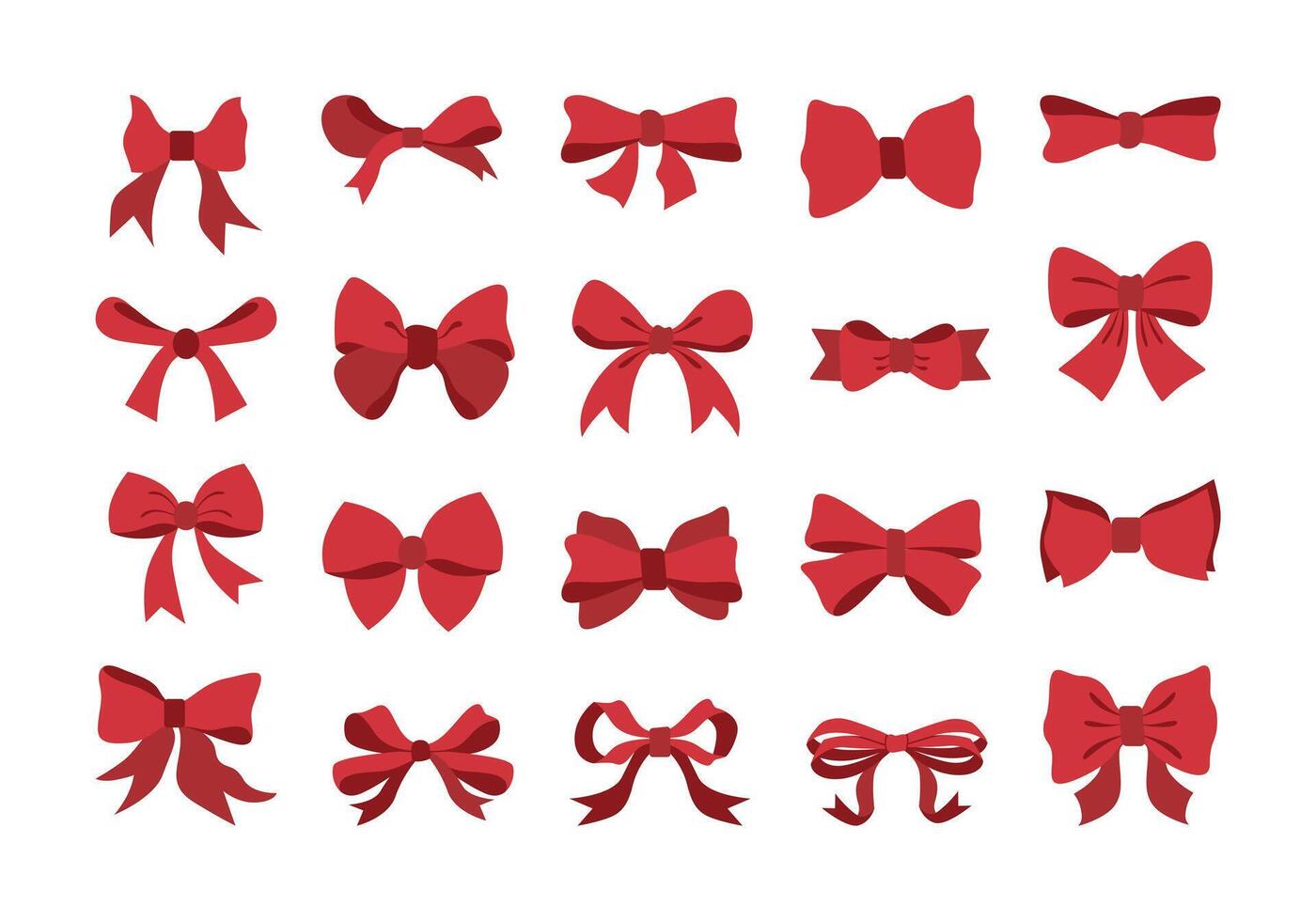 Red Bow Ribbon Illustration Element Set vector