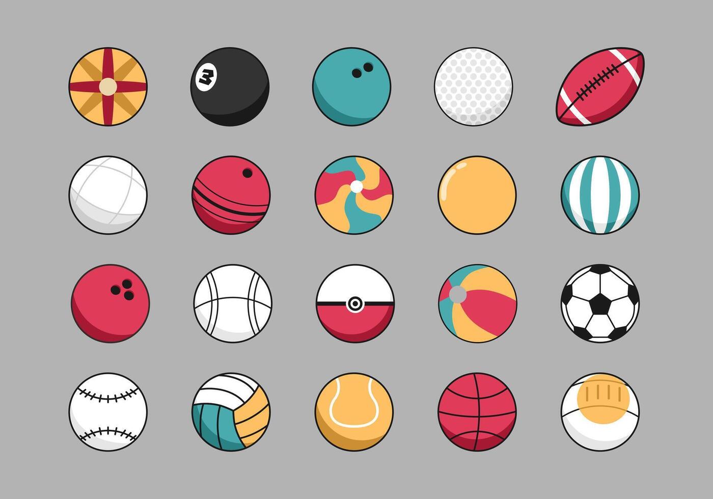 Sport Ball Illustration Element Set vector