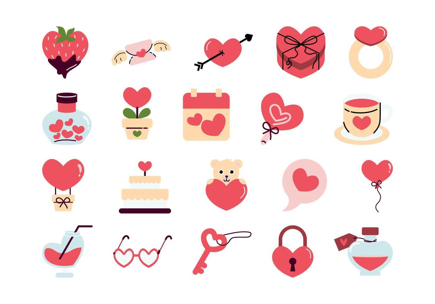 Valentine Day Accessories Element Set vector