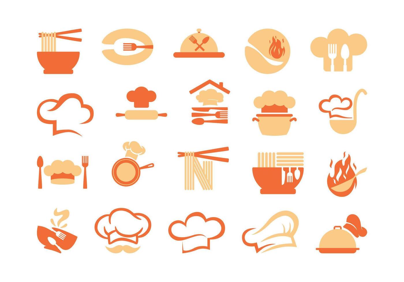 Restaurant Chef Logo Icon Element Set vector