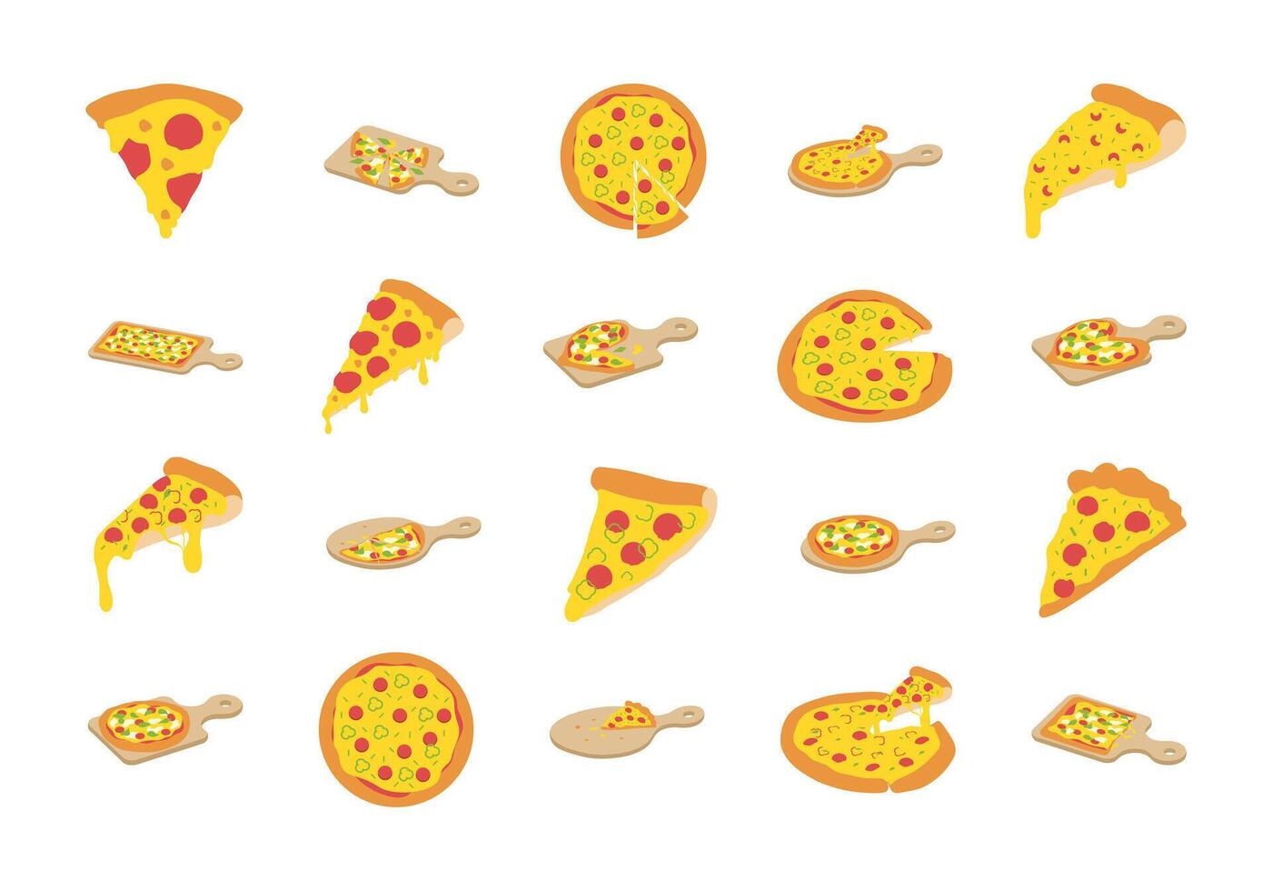 Pizza Day Illustration Element Set vector