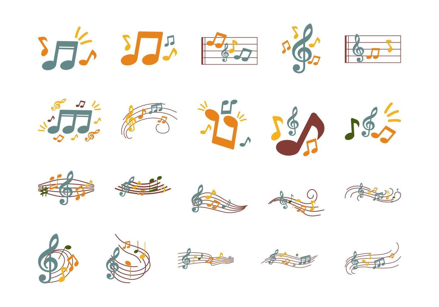 Musical Notes Illustration Element Set vector