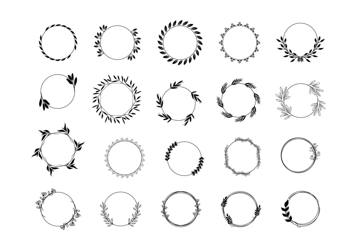 Leaf Frame Circle Element Set vector