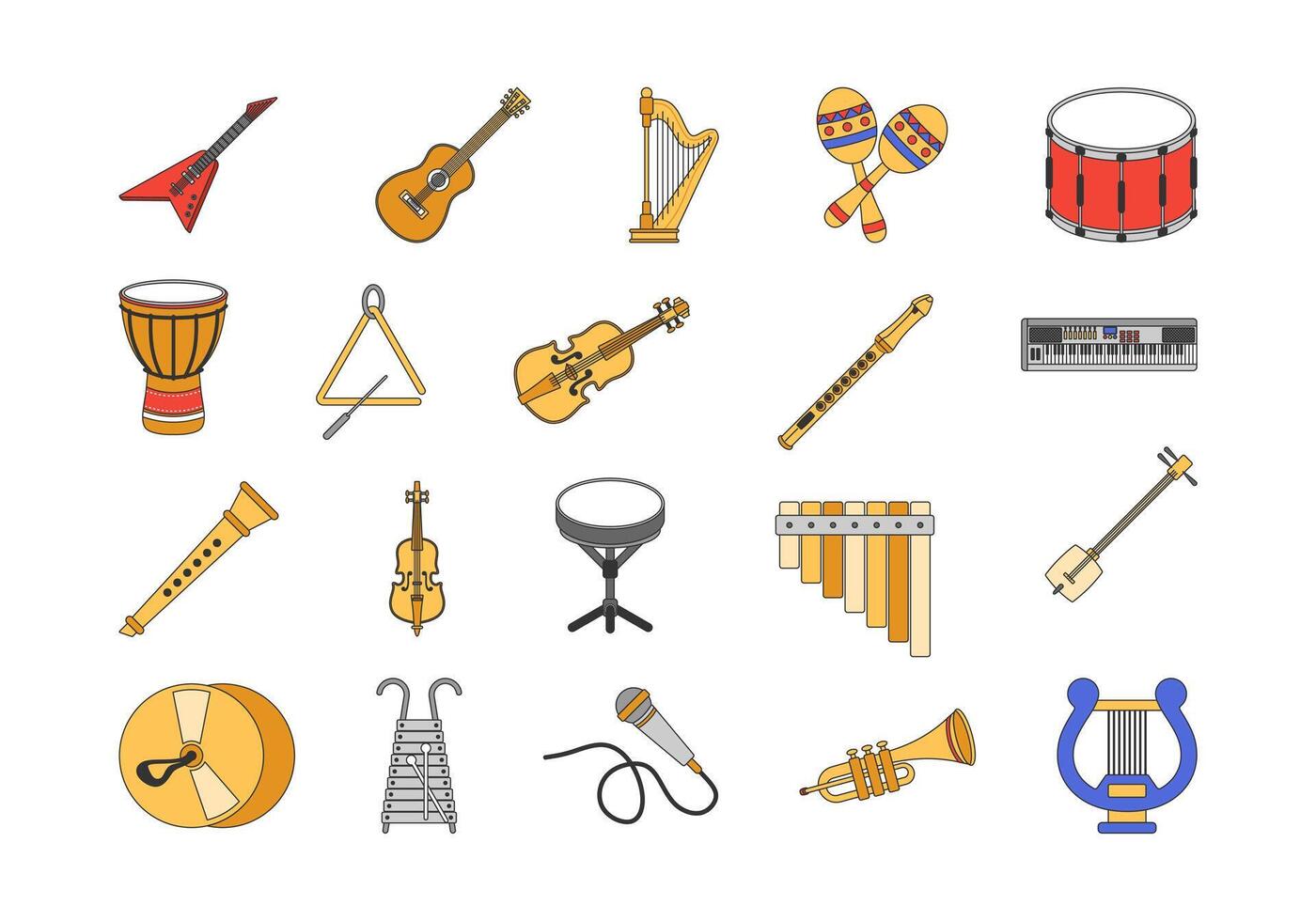 musical instrumento ilustración conjunto vector