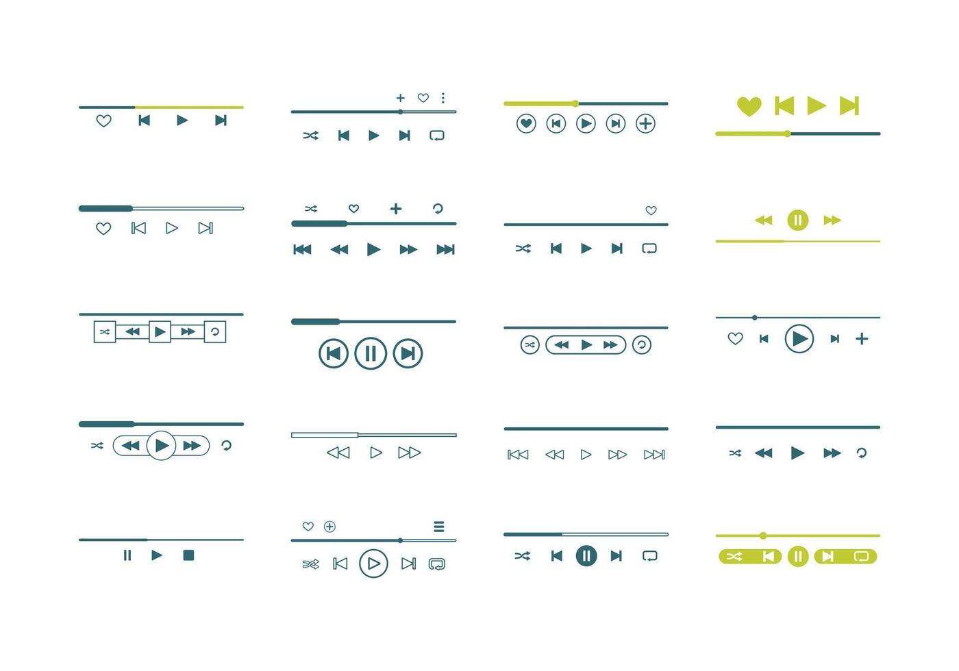 Music Player Interface Element Set vector