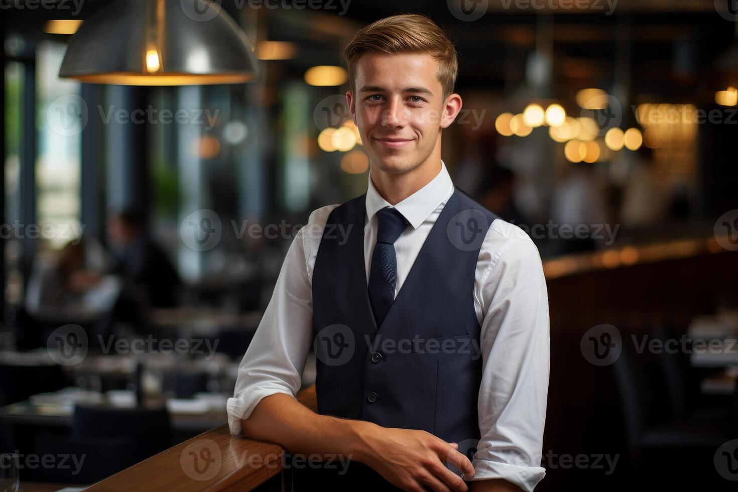 AI generated Adaptable Restaurant manager. Generate Ai photo