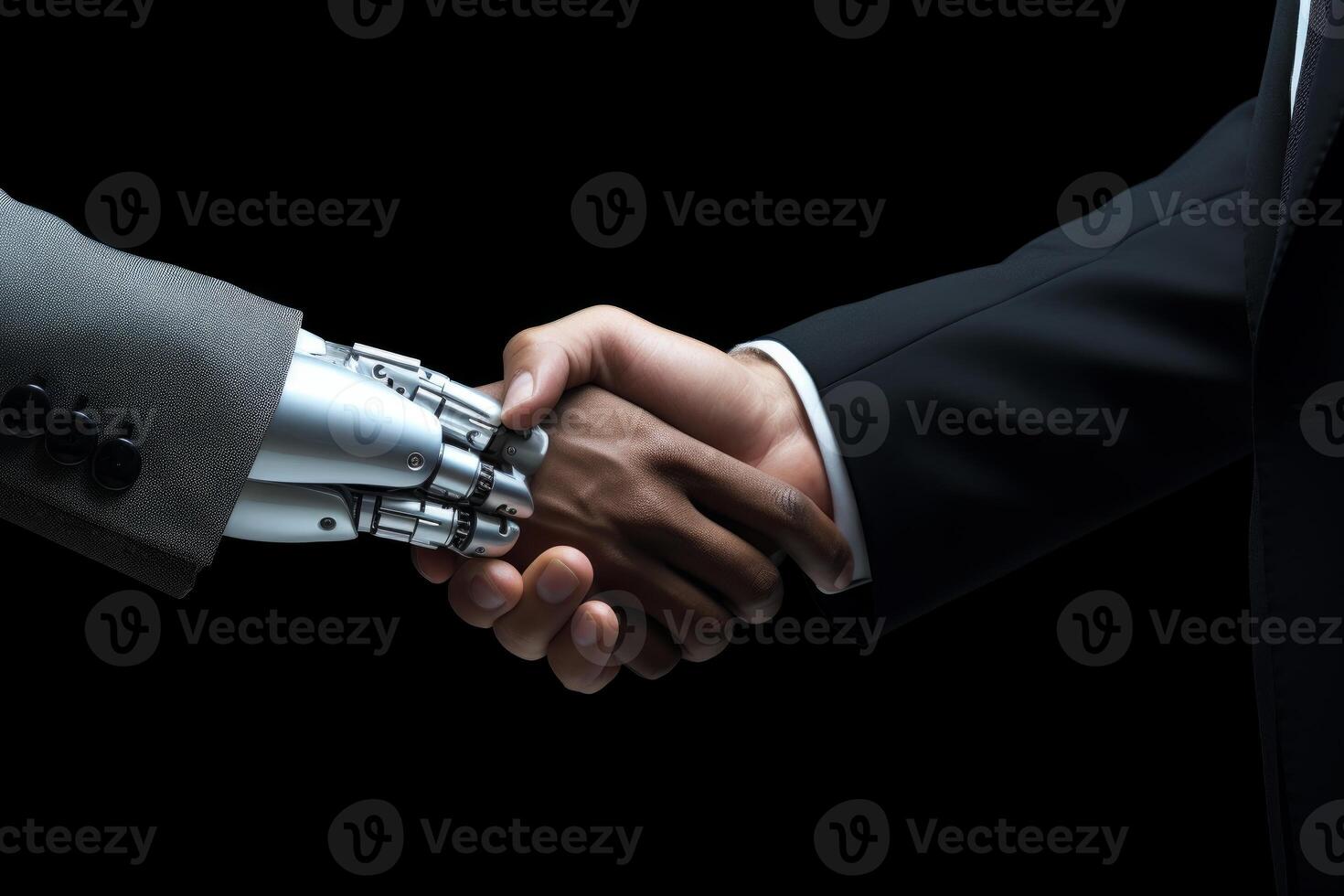 AI generated Robot businessman handshake. Generate Ai photo