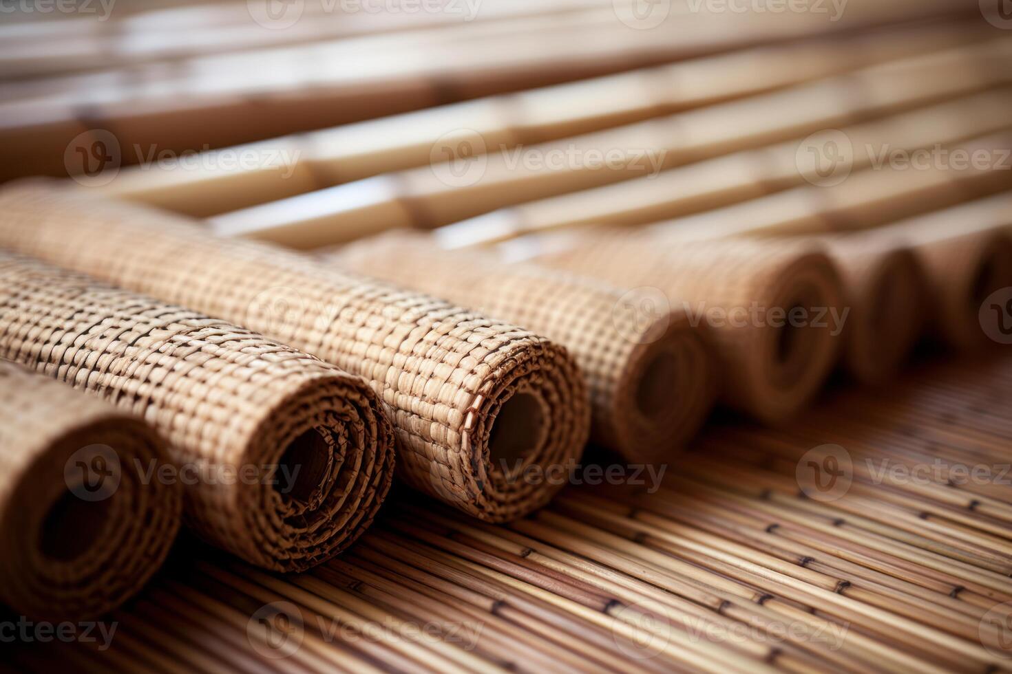 AI generated Rolled bamboo mat banner. Generate Ai photo