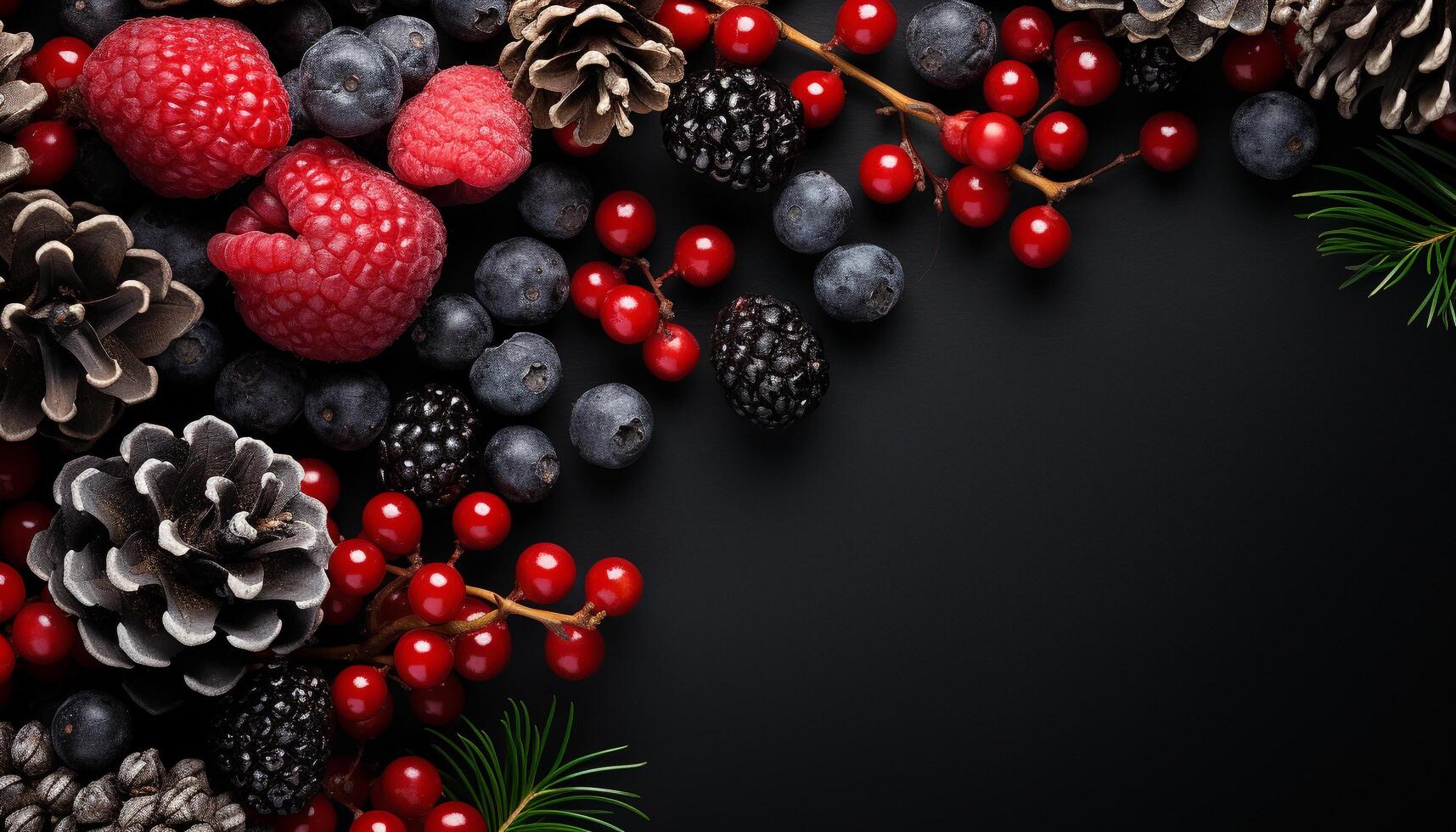 AI generated Fresh berries decorate the table, a nature winter celebration generated by AI photo