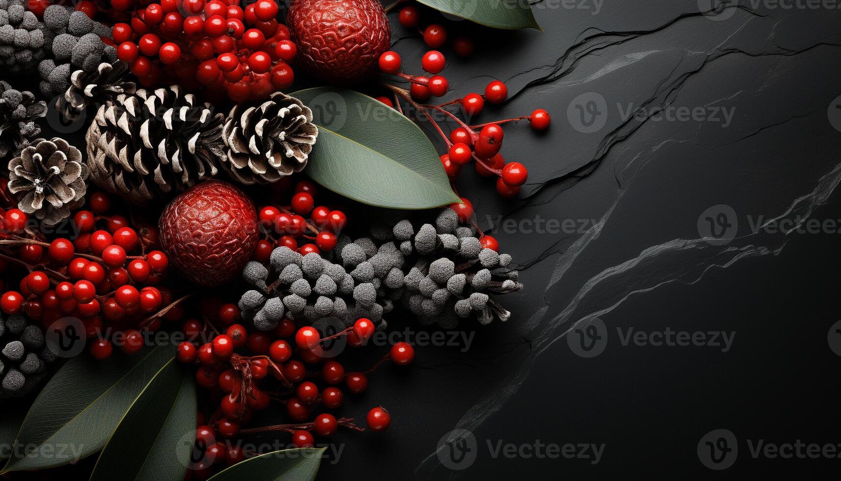 AI generated Winter celebration nature gift, a berry ball decoration generated by AI photo